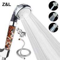 ∋⊕ Z amp;L Bathroom Pressurized Anion Mineral Balls 3 Modes Adjustable High Pressure Hand Filter Spa Shower Head Set with Hose Bracket