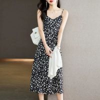 【Ready】? Spender dress womens summer 23 new silk waist mulberry silk floral high-end slim