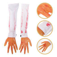 VORCOOL 2 pcs ฮาโลวีนมือเลือดปลอมน่ากลัวมือปลอม Faux Bloody Arm Hands Props