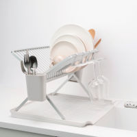 Brabantia ชั้นวางจานพับเก็บได้ สีเทาอ่อน Foldable Dish Drying Rack Large - Light Grey