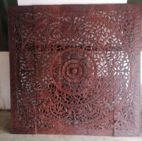 Mandala Wood Caved Headboard Queen, Wooden Panel 150 x 150 Centimetre Wood Carved Plaque (ไม้แกะสลักไม้ฉลุ 5 ฟุต 150 x 150 cm