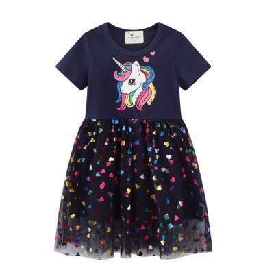 〖jeansame dress〗กระโดดเมตร Hot SellingPrint SummerParty Tutu ชุดเด็ก BirthdayChildren 39; S CostumeGirls