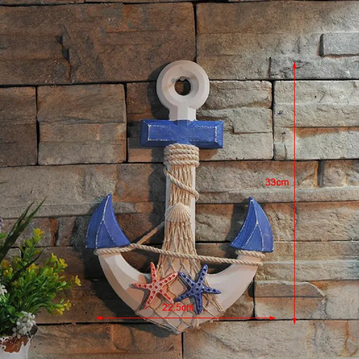 LazaraStores Shabby Chic Wall Door Hanging Wooden Nautical Anchor