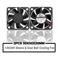 【YD】 2Pcs SXDOOL 50mm mini cooling fan 5cm  12V 24V 2Pin 5020 50x50x20mm Sleeve Cooler Cooling