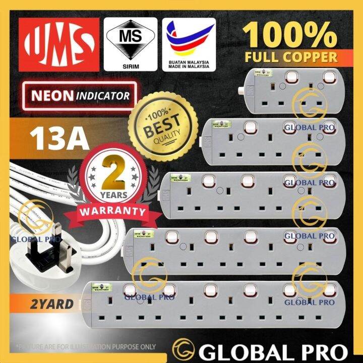 [SIRIM] UMS 13A 2 Yard Trailing Plug Extension Electric Power Portable