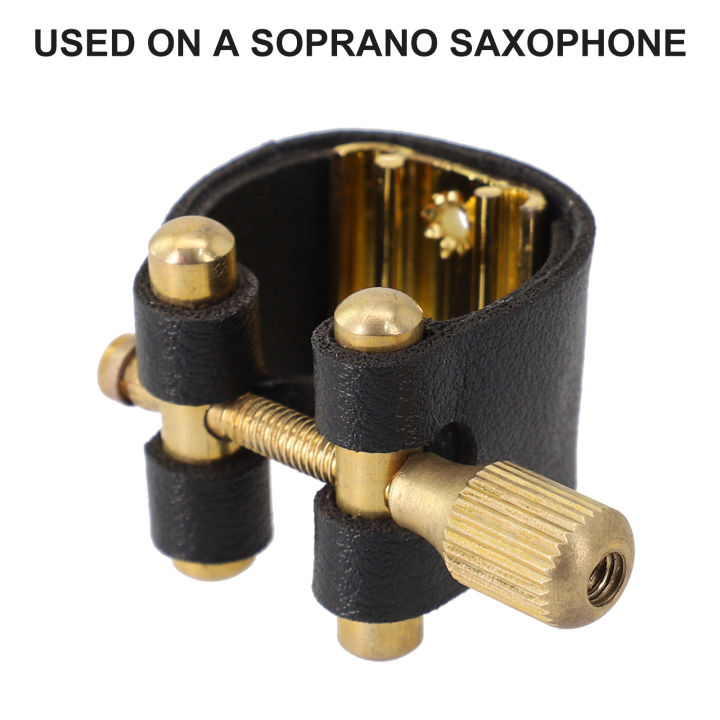 1pc-soprano-sax-mouthpiece-ligature-หนัง-fastener-คลิป-woodwind-อะไหล่สีดำสำหรับ-soprano-saxophone-pickup-clamp-อุปกรณ์เสริม