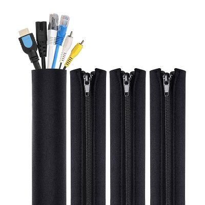 4 Pack Cable Tidy Tube For TV Computer Home Entertainment Cable Management Zipper Sleeve Cable Organisers Sleeve