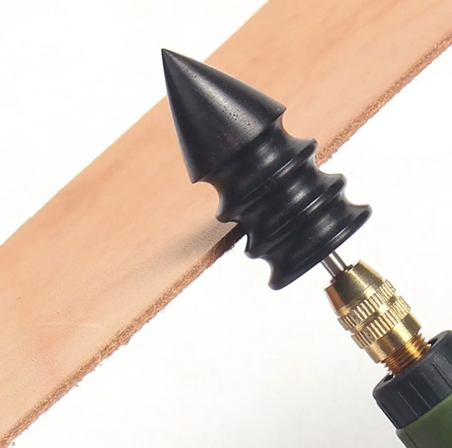 QJH Black Ebony Wood Leather Burnisher Polished Rods DIY Leather Craft Edge  Slicker Tool Electric Polished Tip Head Rotary Sets