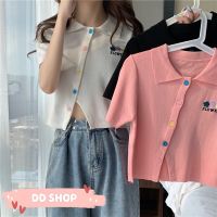 DD SHOP "พร้อมส่ง"(0968-1)เสื้อไหมพรมปักดอกไม้ตรงอก น่ารักมาก