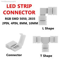 ✕◇ 5Pcs 2Pin 3Pin 4Pin 8mm 10mm For 3528 5050 LED Strip Connector Clip-on Coupler Solderless Free Welding Corner PCB T L Connector