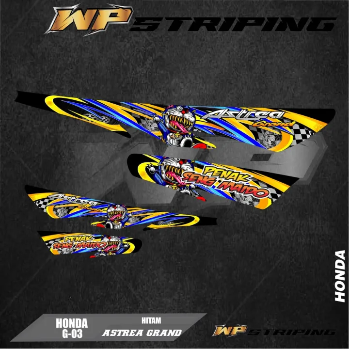 STICKER STRIPING ASTREA GRAND / STIKER VARIASI LIST SKOTLET MOTOR HONDA ...