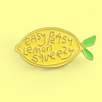 New Lemon Fruit Brooch Easy Peasy Squeezy Enamel Pins badge backpack lapel Brooches