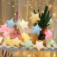 {ItalyNest shop}1.5M/3M USB Crack Star Fairy ไฟ LED,แบตเตอรี่แห้งไฟกลางคืนรูปดาวนางฟ้าห้าแฉก/โคมไฟคริสต์มาสสวนกลางแจ้งหลากสีโคมไฟตกแต่งเทศกาลคริสต์มาสงานปาร์ตี้ที่บ้าน