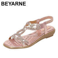 Beyarne ฤดูร้อนผู้หญิง rhinestones รองเท้าแตะสไตล์โบฮีเมียนนุ่มสบายรองเท้าแตะผู้หญิงขนาดใหญ่ sandalias zapatos de mujer ~