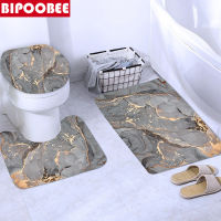 Abstract Marble Shower Curtain Crack Gold Texture Luxury Stone Grain Bathroom Curtains Toilet Cover and Bath Mat Non-Slip Rug