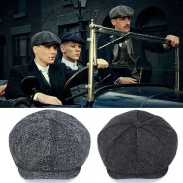 2020 British Style Newsboy Octagonal Caps Men Grey Herringbone