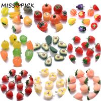 5Pcs Mix Fruit Resin Charms 3D Strawberry Avocado Lemon Pendants For Necklace Earring DIY Fashion Handmade Jewelry Accessories DIY accessories and oth