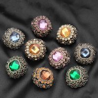 6pcs Decorative Metal Diamond Vintage Gemstone Buttons for Clothing Sweater Cardigan Crafts Sewing