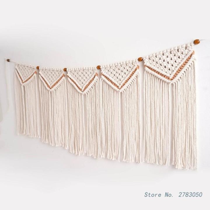 แขวนผ้าม่านติดผนังโบฮีเมียน-macrame-ม่านพู่แบบทอสำหรับตกแต่งบ้านห้องนอนหอพักพื้นหลังงานแต่งงาน