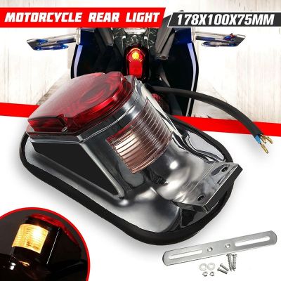 Universal Motorcycle Tail Light Bulb Mount Plate Turn Signal Rear Tail Brake Stop Lamp for Choppers Cruisers Classic