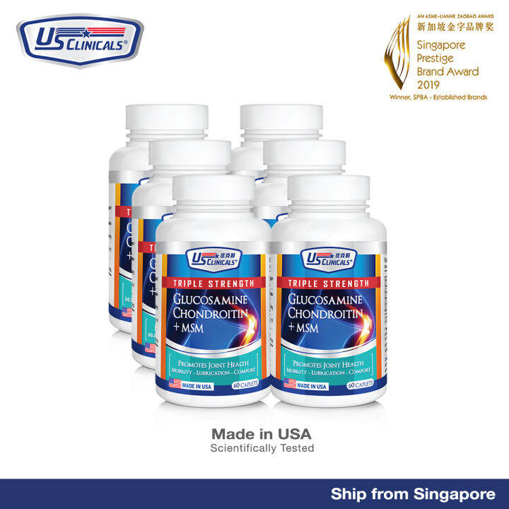 6 bottles US Clinical Triple Strength Glucosamine Chondroitin MSM 60