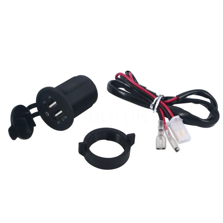 DC 12V-24V 2 Ports 3.1A USB Cars Motorcycle Charger Waterproof Power Charging Adapter with Blue Light Indicator