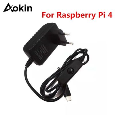 【✔In stock】 fuchijin77 Aokin 5V 3a ราสเบอร์รี่ Pi 4แหล่งจ่ายไฟ Type-C สวิตช์เปิด/ปิดอะแดปเตอร์ไฟฟ้าพร้อมที่ชาร์จยูเค Us Au Eu สำหรับ Raspberry Pi 4รุ่น B