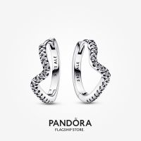 Official Store Pandora Sparkling Wave Hoop Earrings