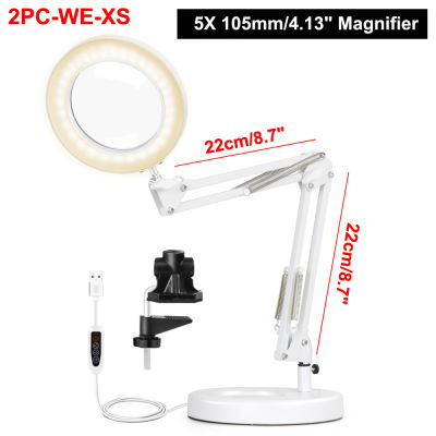 NEWACALOX 5X Magnifying Glass with LED Light Third Hand Soldering Tool Desk Clamp USB Magnifier WeldingReading 8W Table Lamp