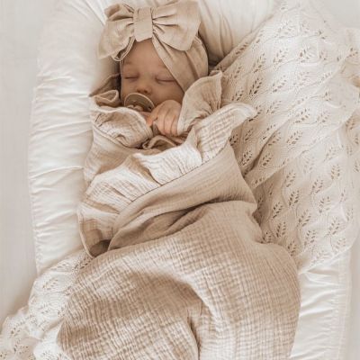 【CW】☑☍№  Ruffled Muslin Baby Swaddle Blankets for New Born Infant Accessories Newborn Receive Blanket Cotton