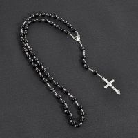 Chapelet Catholique en Perles de Verre Rondes Fait à la Main Collier de Qualité Croix Religieux Nouvelle Mode