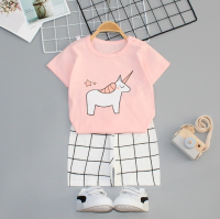 พร้อมส่งจากไทย MELON TOO ชุดเสื้อยืดเด็กกางเกงเด็ก แขนสั้น 100% cotton ใส่สบาย ไม่ร้อน Summer childrens short-sleeved T-shirt set (SIZE 80-120 ) 1 SET.