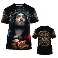 Summer Fashion Apparel Loose Pullover Christian Jesus Mens T-shirt Top 3D Print Large Short Sleeve T-shirt Harajuku Street Appa