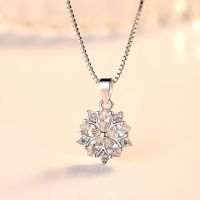 ▲ 925 Sterling Silver Necklace For Women Pink Crystal Flower Pendant Korean Fashion Chain Designer Luxury Quality Jewelry GaaBou