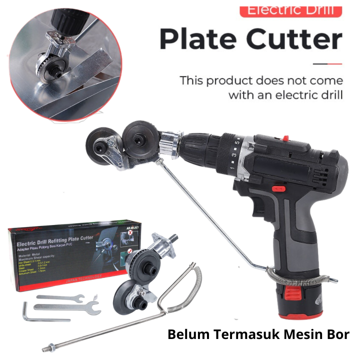 Adapter Drill Plate Cutter Ubah Bor Ke Potong Gunting Plat Besi Baja