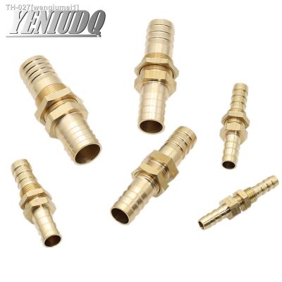❁✈◘ Pipe 6 8 10 12 14 16mm Hose Barb Bulkhead Brass Barbed Tube Pipe Fitting Coupler Connector Adapter For Fuel Gas Water Copper