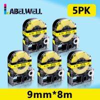 เทปติด SC9YW 5PK อย่างดีสำหรับ Epson Kingjim SC9YW LK-3YBP ป้ายขนาด9มม. สีดำเหลืองสำหรับ Epson LW-700 LW-400เครื่องพิมพ์ฉลาก LW-300