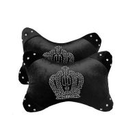 Car Neck Pillow for Adults with Bling Rhinestones Crown Vehicle Headrest Cushion Black Purple Car Gadgets and Accessories