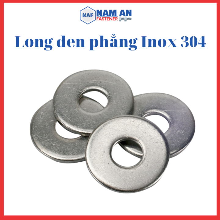 100 con Long đền phẳng Inox 304 M6, M8, M10, M12, long đen phẳng inox ...