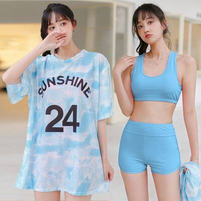 Sports Swimsuit Womens Split Three-Piece Suit Korean Version Loose Covering Meat