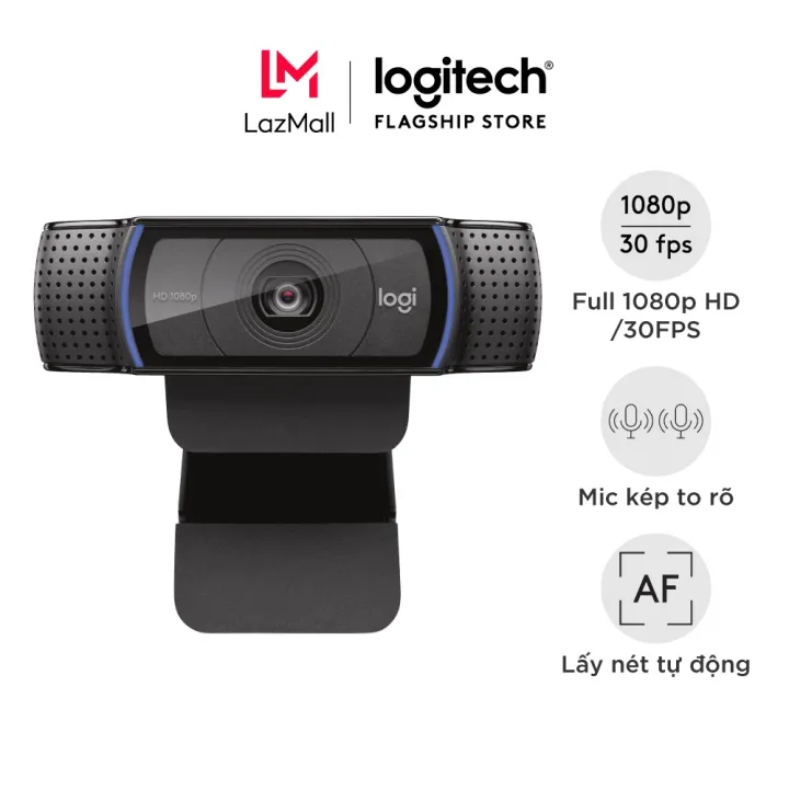 Webcam Logitech C920 Pro Full HD 1080p 30FPS - micro kép to rõ, tự động lấy nét và chỉnh sáng HD, thấu kinh Full HD cao cấp, phù hợp PC/ Laptop/ Mac