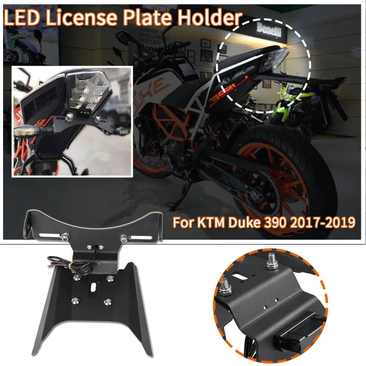 Universal Motorcycle Tail Tidy License Plate Holder - Adjustable Fender Eliminator With LED Light