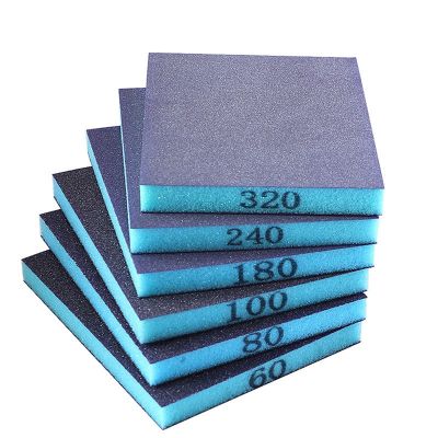 6 Pcs Sanding Sponge Double Sided Sanding Block 60/80/100/180/240/320 Grit, Wet and Dry Dual Use for Wood Metal Wall