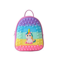 Unicorn Silicone Fidget Toys Pop It Backpack Childrens School Zipper Backpack Bags Toys School Bag