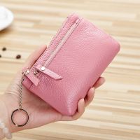 ▩✇✣ Mini Cowhide Wallet Womens Zipper New Multifunctional Small Money Bag Key Coin Bag
