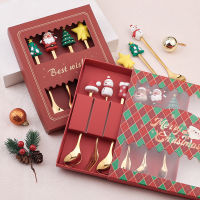 Christmas Kitchen Accessories Festive Kitchen Decor Christmas Spoon Set Dessert Fork Spoon Stainless Steel Cutlery Gift