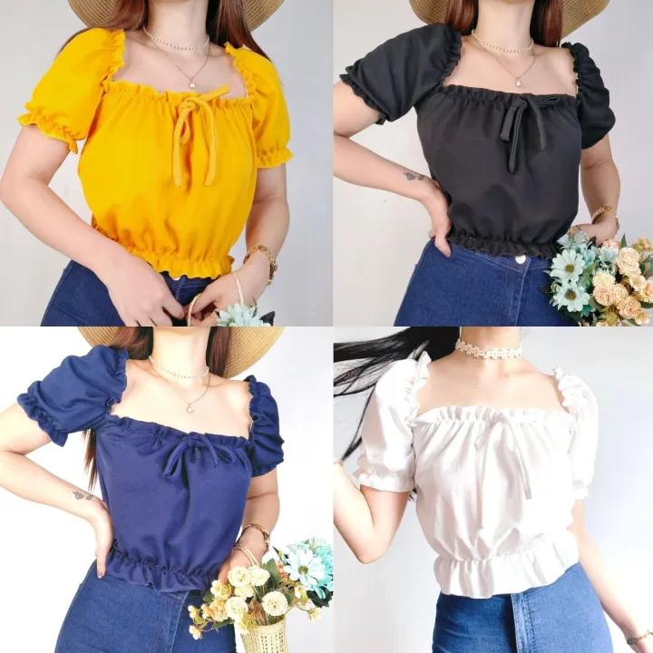 ISHA Two Way Puff Sleeves Off Shoulder Ribbon (GARTERIZE) | Lazada PH