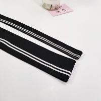 Black Series Cotton and Polyester Stripe Fabric Elastic Collar Hem Bottom Collar  Rib Knit Fabric for Cuffs Exercise Bands