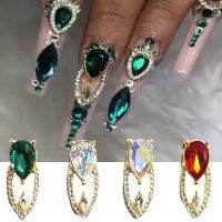 9x20mm Large Size Nail Crystal Hollow Rhinestones Nail Diamonds Glass Metal Gems Jewels Stones Drop 3D Nails Art Decoration