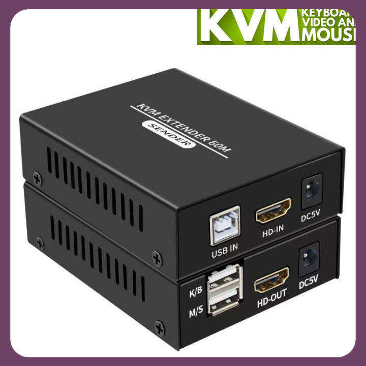 60M HDMI KVM Extender over Cat5e Cat6 1080P HDMI USB KVM Extender